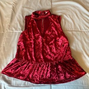 Ruby Faux Velvet Peplum Top